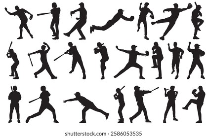 baseball silhouettes in white background