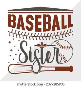Baseball Sister Printable Vector Illustration svg