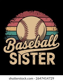 Baseball Sister | T-shirt design with vintage illustration style.