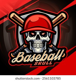 Baseball skull esport mascot logo design