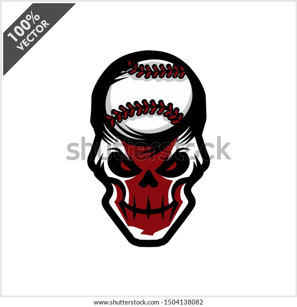 Baseball Skull Head Logo Vector Stock Vector (Royalty Free) 1504138082 ...