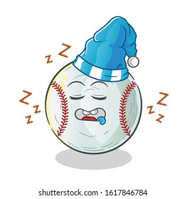 baseball sleeping with sleeping hat cartoon. cute chibi cartoon mascot vector