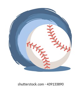 Baseball Softball Ball Cartoon. Vector illustration of baseball softball ball icon isolated on blue white background.