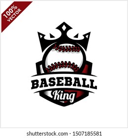 Baseball Softball Ball King Logo Vector