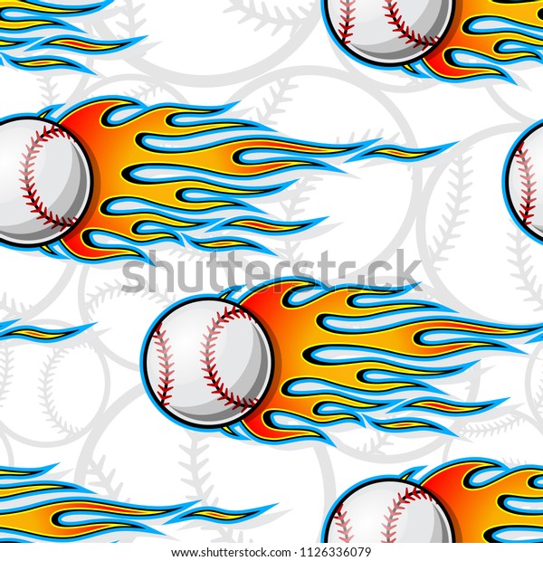 Baseball Softball Balls Printable Seamless Pattern Stock Vector ...