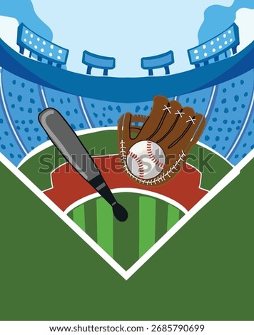 Baseball softball field flat illustration vector