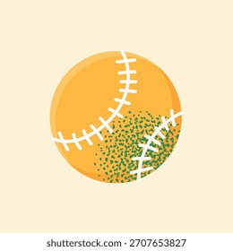 Baseball or softball game ball. Textured retro flat vector icon. Stitched. Sport competition equipment concept. Isolated illustration element.