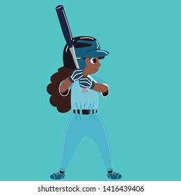 Baseball and softball girl vector character 