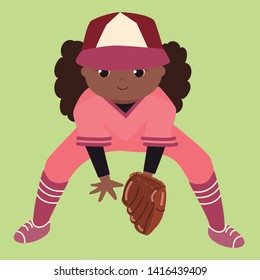 Baseball and softball girl vector character 