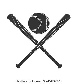 Baseball or Softball Logo With Crossed Bats and a Ball