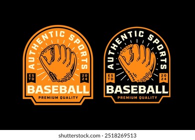 baseball softball mitt, baseball glove retro vintage logo vector design collection set for baseball sport club, tournament, t shirt, merchandise designs