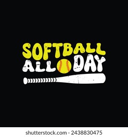 Baseball Softball Quotes T-Shirt design, Vector graphics, typographic posters, or banners	