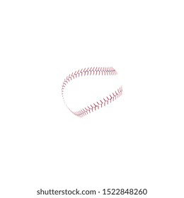 Baseball or softball realistic red lace around the ball, isolated vector illustration for a sports game.