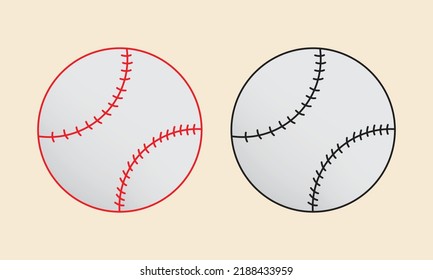 baseball softball in red and white color sports equipment hardball team game vector illustration 
