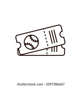 Baseball or softball ticket thin line icon on isolated background. Base ball card sign, symbol, pictogram, design element in outline style. 