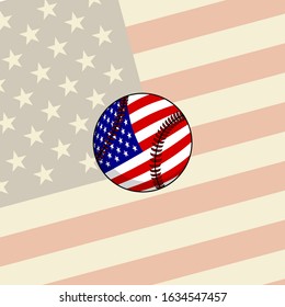 Baseball (Softball) vector Illustration with American Flag, Template Design