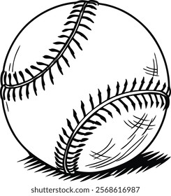 
Baseball softball vector illustration in black Detailed vintage style drawing