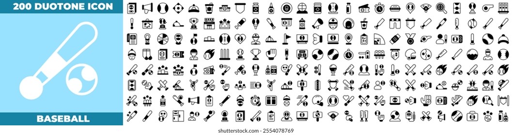 Baseball Solid Editable Icons set