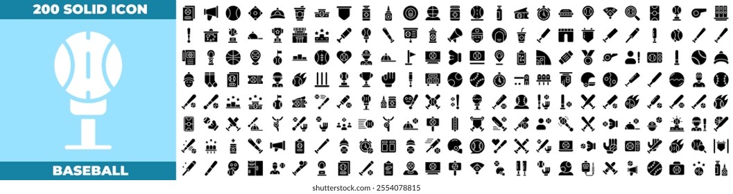 Baseball Solid Editable Icons set