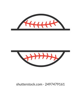 Icono de monograma dividido de béisbol. Imagen Clipart aislada sobre fondo blanco