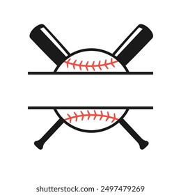 Baseball split monogram icon. Clipart image isolated on white background