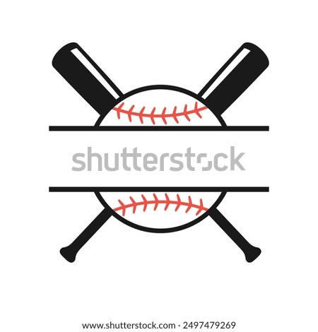 Baseball split monogram icon. Clipart image isolated on white background