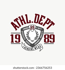 Baseball Sport, athl. dept. vector print and varsity. For t-shirt or other uses in vector. T shirt graphic