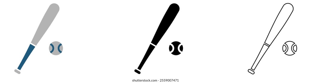 baseball sport, bat and ball vector pictogram sign icon symbol ui and ux design, glyphs and stroke line