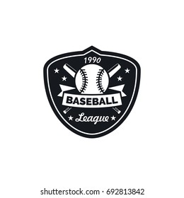 Baseball sport black & white logo vector