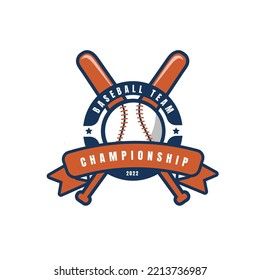 Baseball sport club icon, softball team vector badge. Baseball varsity league or school sport club emblem for tournament or championship game
