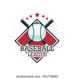 Baseball sport concept represented by ball and bat icon. Isolated and Colorfull illustration.