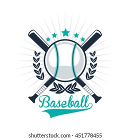 Baseball sport concept represented by ball and bat icon. Isolated and Colorfull illustration.