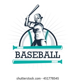 Baseball sport concept represented by cartoon player over ball  icon. Isolated and Colorfull illustration