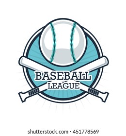 Baseball sport concept represented by ball and bat icon. Isolated and Colorfull illustration.
