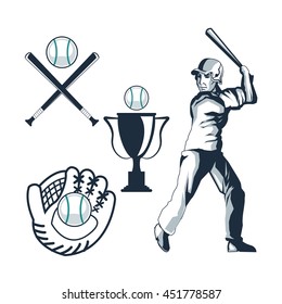Baseball sport concept represented by icon set. Isolated and Colorfull illustration.