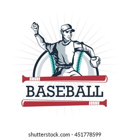 Baseball sport concept represented by cartoon player over ball  icon. Isolated and Colorfull illustration