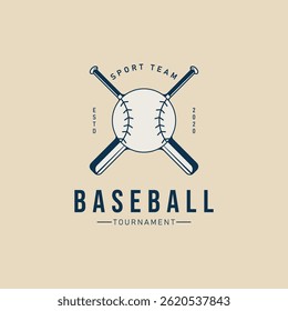 baseball sport design logo crossed bat with ball, icon and symbol vector illustration graphic template