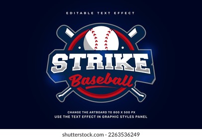 Baseball sport editable text effect template