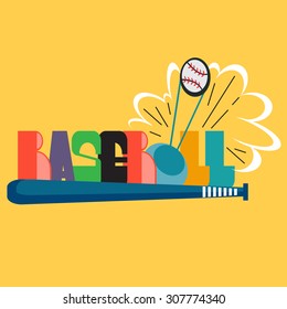 Baseball Sport Graphic, Label, Banner. Sports Logo Element With Baseball Bat And Ball. Illustration, Vector