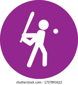 The Baseball sport icon flat style with purple background for web design