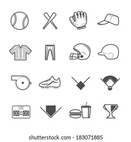 Baseball Sport Icons Vector with White Background