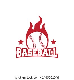 Baseball sport logo design with star, ball and flame illustration