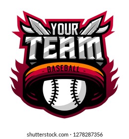 Baseball Sport Logo. Baseball Sport Team. Baseball Logo. Badge Logo. Sword Fire Sport Logo Team. Vector. Abstract Vector Illustration Eps.10