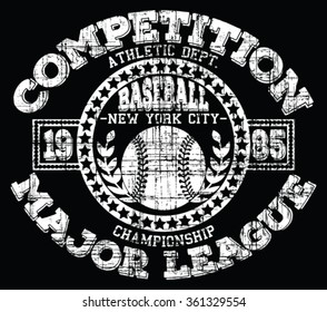 Baseball Sport, NYC Major League, Athletic Dept. vector print and varsity. For t-shirt or other uses in vector.T shirt graphic