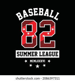 Baseball sport, summer league, typography graphic design, for t-shirt prints, vector illustration