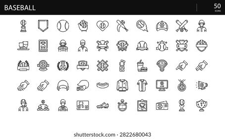 Baseball Sport Team Bat Ball Game Diamond Icon Set