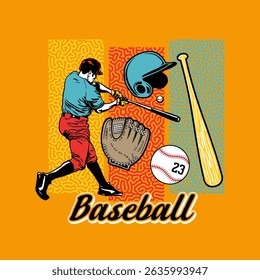 baseball sport with typography background, vector illustration