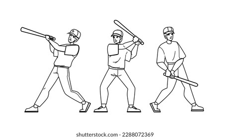 baseball sport vector. horizontal field, game equipment, team stadium, bat athlete competition baseball sport character. people Illustration