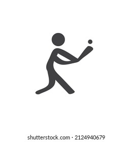 Icono vectorial del deporte de béisbol. signo plano relleno para concepto móvil y diseño web. Icono de glifo jugador de béisbol. Símbolo, ilustración del logotipo. Gráficos vectoriales