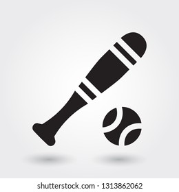 Baseball sport vector icon, baseball stick icon, sports symbol. Modern, simple glyph, solid vector illustration for web site or mobile app